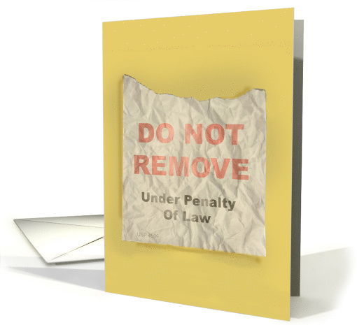 Humorous Birthday Card With Pillowcase Tag Torn Off Penalty card