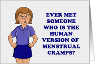 Adult Blank Note Card With Upset Woman About Menstrual Cramps card