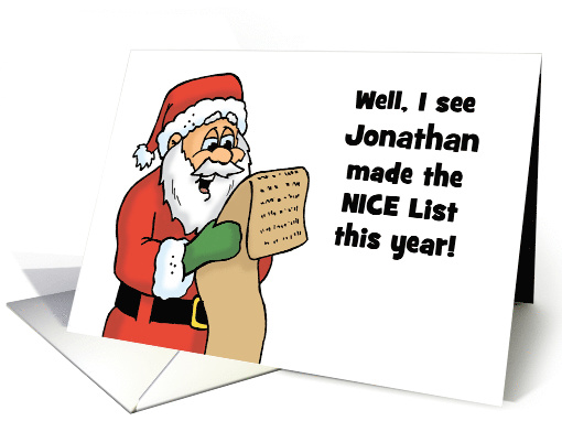 Customized Name For Someone Who Made Santa's Nice List card (1549584)