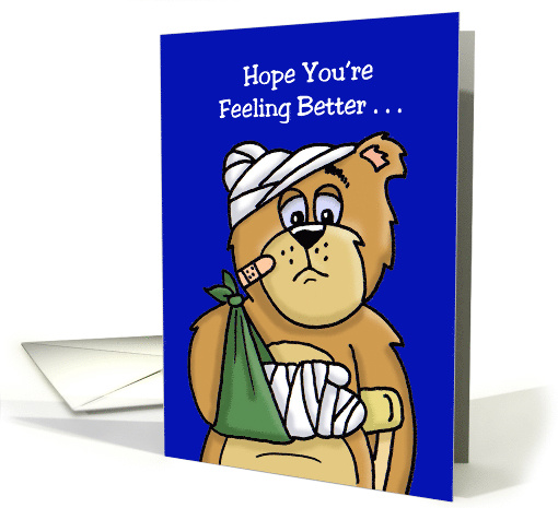 Humorous Feeling Better Card With Beat Up Cartoon Bear card (1549880)