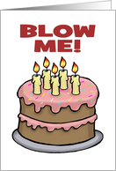 Humorous Birthday Card With Cake And Candles Blow Me card