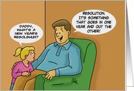 Humorous New Year’s Card With Cartoon Of Father And Daughter card