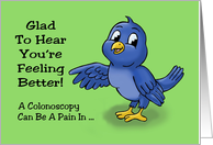Humorous Colonoscopy Get Well Card With Bluebird Pain In The card
