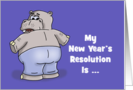 Humorous New Year’s Card With Cartoon Hippo Have A New Rear card