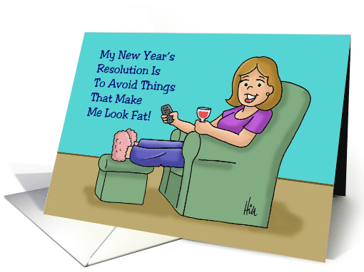 Humorous New Year's Card Avoid Things That Make Me Look Fat card