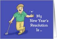 Humorous New Year’s Card With Cartoon Golfer Last Year’s resolutions card