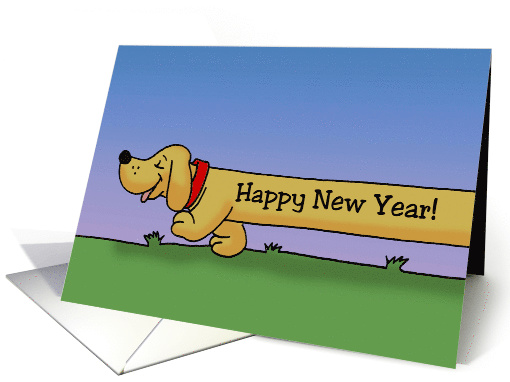 Cute New Year's Card With Long Cartoon Dachshund card (1551050)