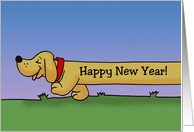 Cute New Year’s Card With Long Cartoon Dachshund card