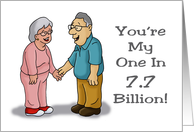 Anniversary Card With An Older Couple My One In 7.7 Billion card