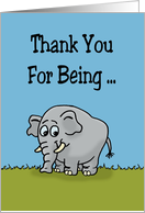Cute Thank You Card With Cartoon Elephant Being Elephantastic card