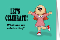 Birthday Card With Cheering Girl Let’s Celebrate! card