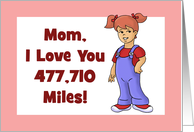 Cute Birthday Card For Mom I Love You 477,710 Miles Round Trip card