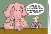 Funny National Hangover Day Card With Pink Elephant In A Bar card