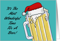 Christmas Card With Cartoon Beer Mug Most Wonderful Time For A Beer card