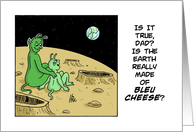 National Science Fiction Day Card With Father And Son Aliens On Moon card