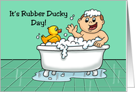 National Rubber Ducky Day Card With Boy In Bubble Bath card