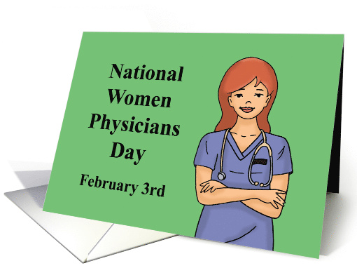 Women Physicians Day Card With Drawing Of WOman In Scrubs card