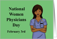 Women Physicians Day Card With Drawing Of Black Woman In Scrubs card