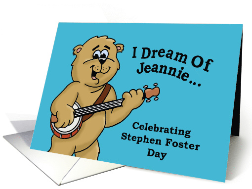 Stephen Foster Memorial Day Card With Bear Playing The Banjo card