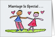Humorous National Spouse’s Day Card With Child-like Drawing Of Couple card