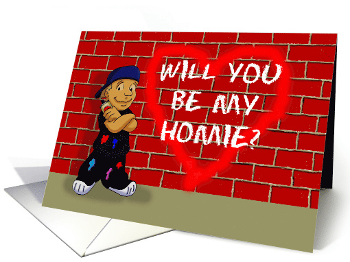 Valentine Car With Tagger And Tagged Wall Will You Be My Homie? card