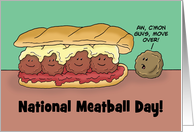 National Meatball Day Card With Cartoon Italian Meatball Sandwich card