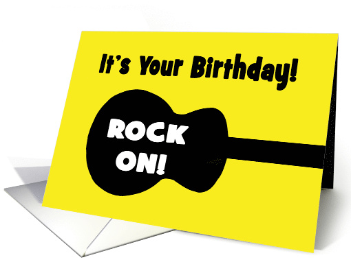 Birthday Card With Shape Of A Guitar With Rock On! card (1555932)