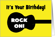 Birthday Card With Shape Of A Guitar With Rock On! card