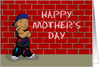Mother’s Day Card For Mom With A Cartoon Of A Youth Tagging A Wall card