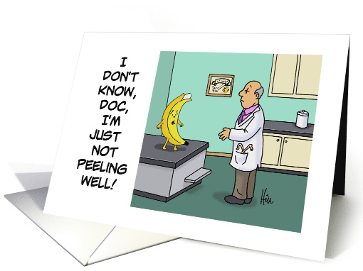Humorous Blank Note Card With A Banana Seeing A Doctor card (1557162)