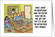 Humorous Blank Note Card With People In Doctor’s Waiting Room card