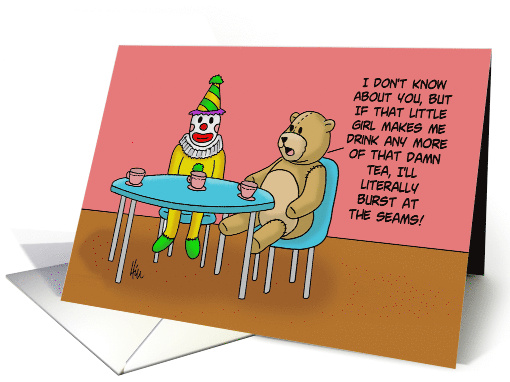 Blank Note Card With Cartoon Of Child's Tea Party With... (1557640)