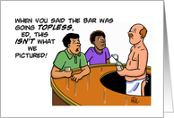 Blank Note Card With Cartoon Of Two Men In Bar To Bartender card