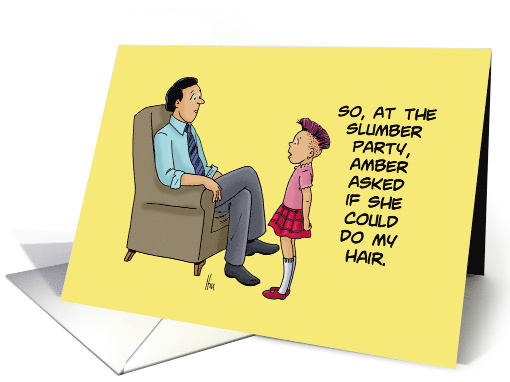Blank Note Card With Cartoon Girl With Mohawk After Slumber Party card
