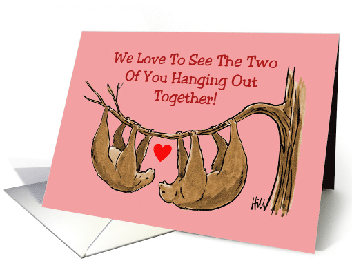 Valentine Card for Son And Girlfriend With Two Cartoon Sloths card
