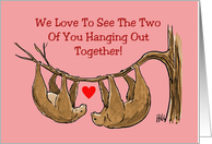 Valentine Card for Son And Girlfriend With Two Cartoon Sloths card