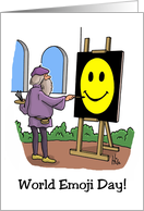 World Emoji Day Card With A Renaissance Artist Painting Happy Face card