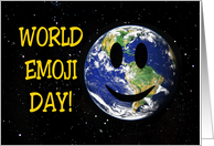 World Emoji Day Card With A Picture Of Earth From Space card