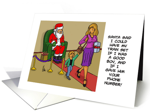 Christmas Card With Little Boy Giving Santa Mom's Phone Number card