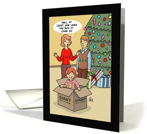 Christmas Card With Child Playing With The Box Instead Of... (1559460)