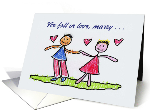 Anniversary Card With A Child-Like Drawing Of A Boy And Girl card