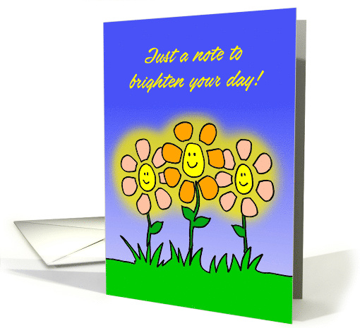 Blank Just A Note Card With Cartoon Flowers With Happy Faces card