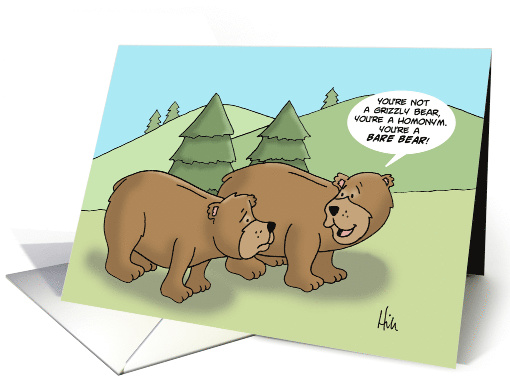 Humorous National Grammar Day Card With Two Bears A Bare Bear card