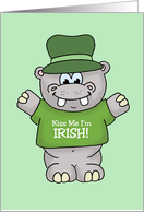 St. Patrick’s Day Card With Hippo Wearing Kiss Me I’m Irish Shirt card