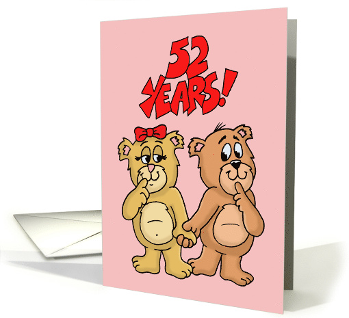 52nd Wedding Anniversary Card With Cute Bear Couple card (1562250)