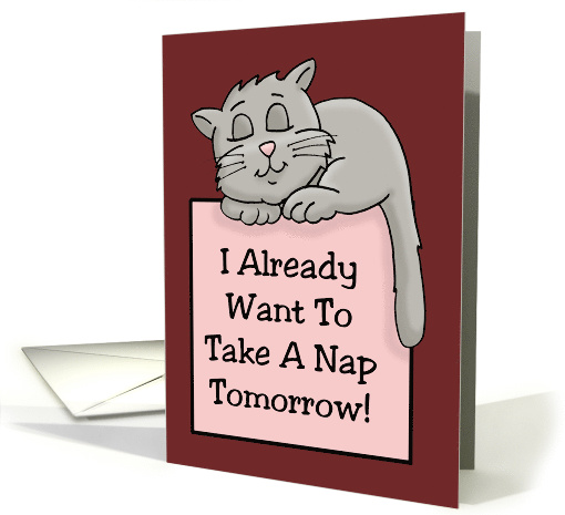 National Napping Day Card With A Sleeping Cartoon Cat card (1562996)