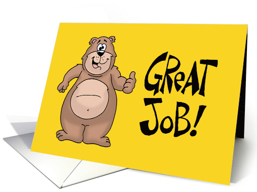 Cute Blank Congratulations Card WIth Cartoon Bear Great Job! card