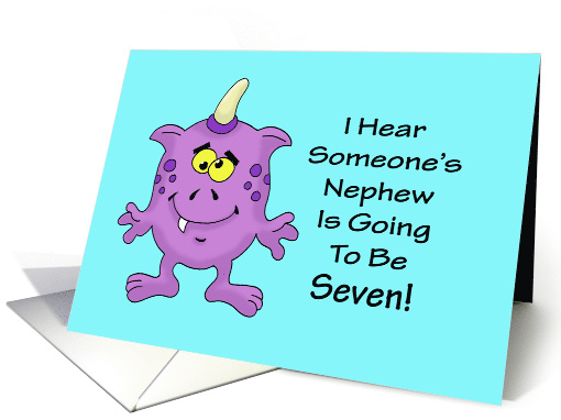 7th Birthday Card for a Nephew With A Cartoon Alien, Monster card