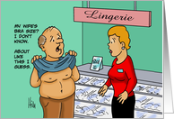 Funny Anniversary Card With Man Buying Lingerie For Wife card