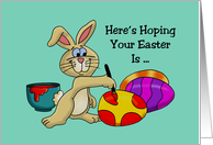 Cute Easter Card With Bunny Painting Eggs, Egg-stra Special card